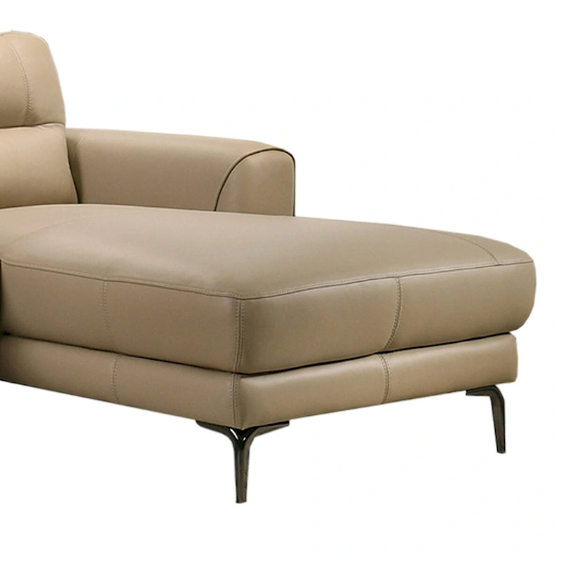 2 Piece Faux Leather Sectional Set with Metal Legs