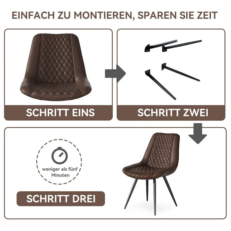 Leather Dining Chair with Metal Legs