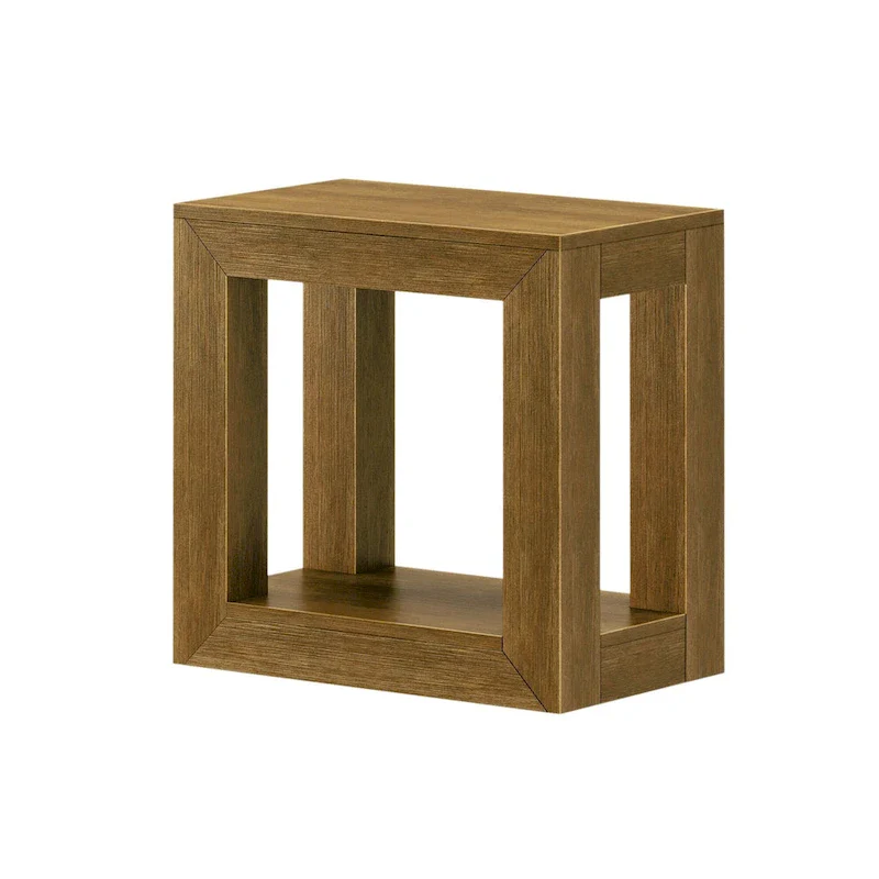 Plank and Beam Modern Rectangular Side Table with Shelf