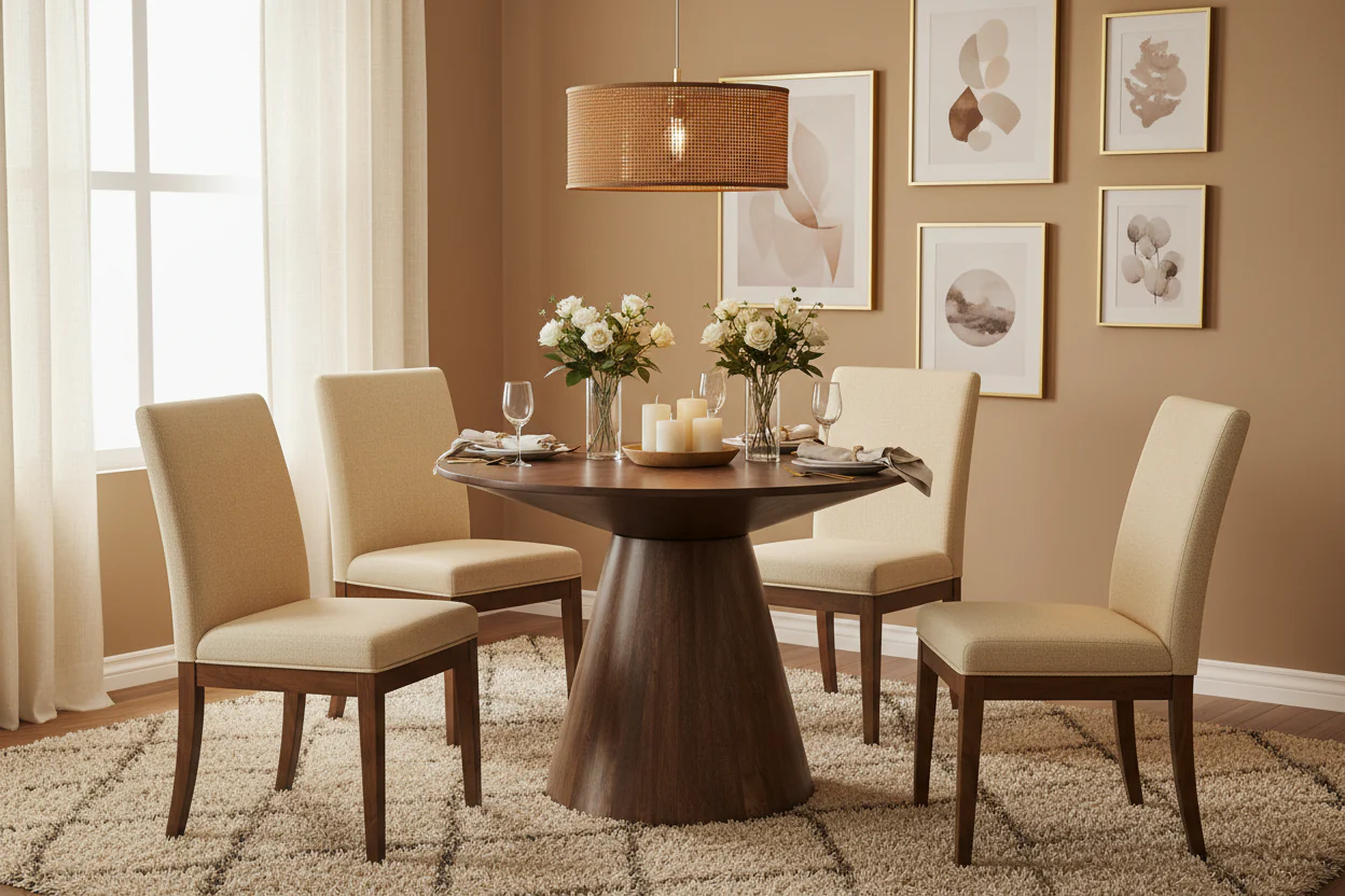 Chelsea 40  Wide Mango Wood Dining Table, Medium Brown