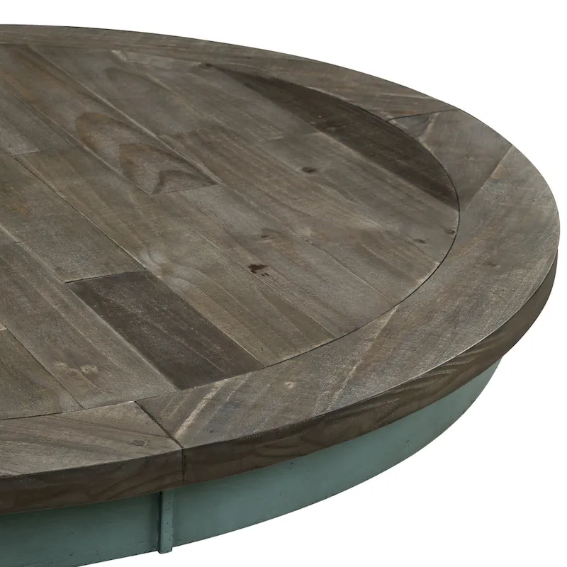 Round 2-tone Blue and Brown Wood Dining Table