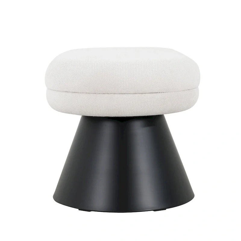 Nathan Upholstered Entryway Ottoman with Black Iron Legs