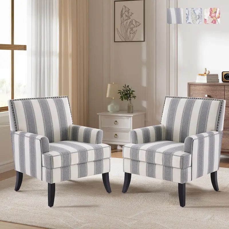Armchair Accent Chairs with Nailhead Trim Set of 2