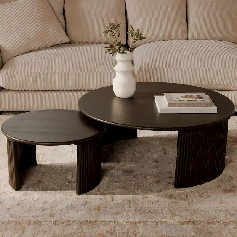 NADAAL STUDIOS Pence, Small Oval Coffee Table, Dark Brown