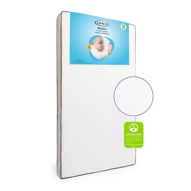 White Firm Crib & Toddler Mattress, 1-Child, Waterproof Knit Cover