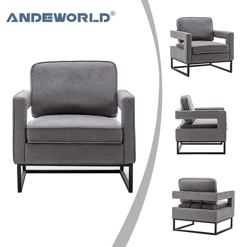 Modern Arm Accent Chair, Mid Century Living Room Chair Upholstered Lounge Chair