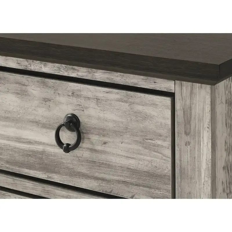 Aimon 3 Piece Gray Rustic Panel Bedroom Set