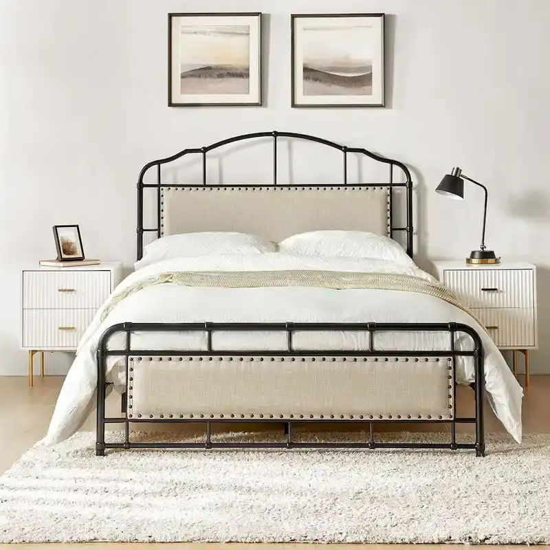 Eufemia Industrial 62  High Headboard Platform Metal Bed Frame by HULALA HOME