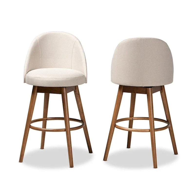 Mid-Century Modern Swivel 2-Piece Bar Stool Set