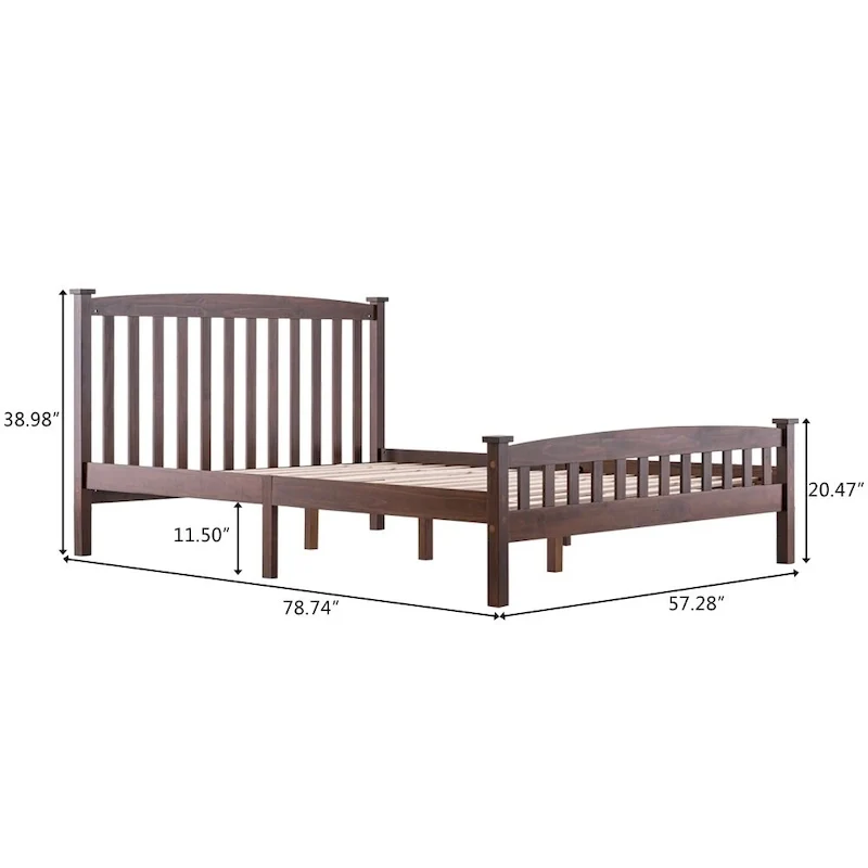 Classic Panel Bed Vertical Strip with Headboard Brown Twin/Full/Queen