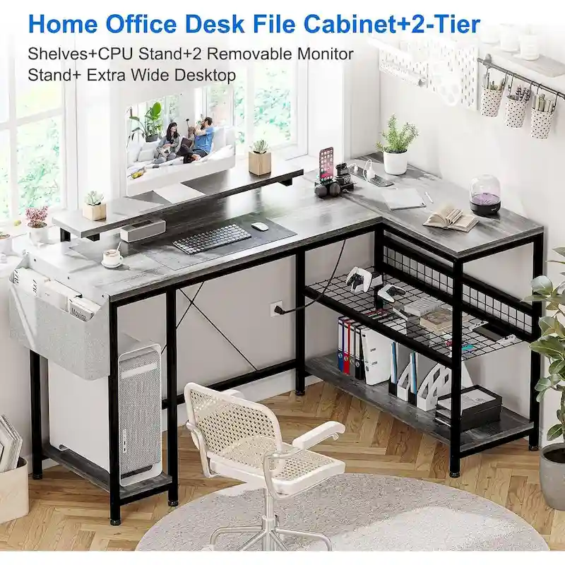 Small Gaming Desk with Power Outlets