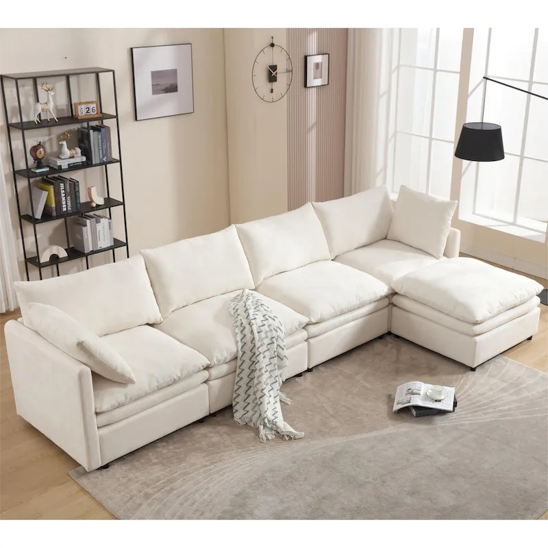 Modern Upholstered Sectional Sofa with Chaise Lounge