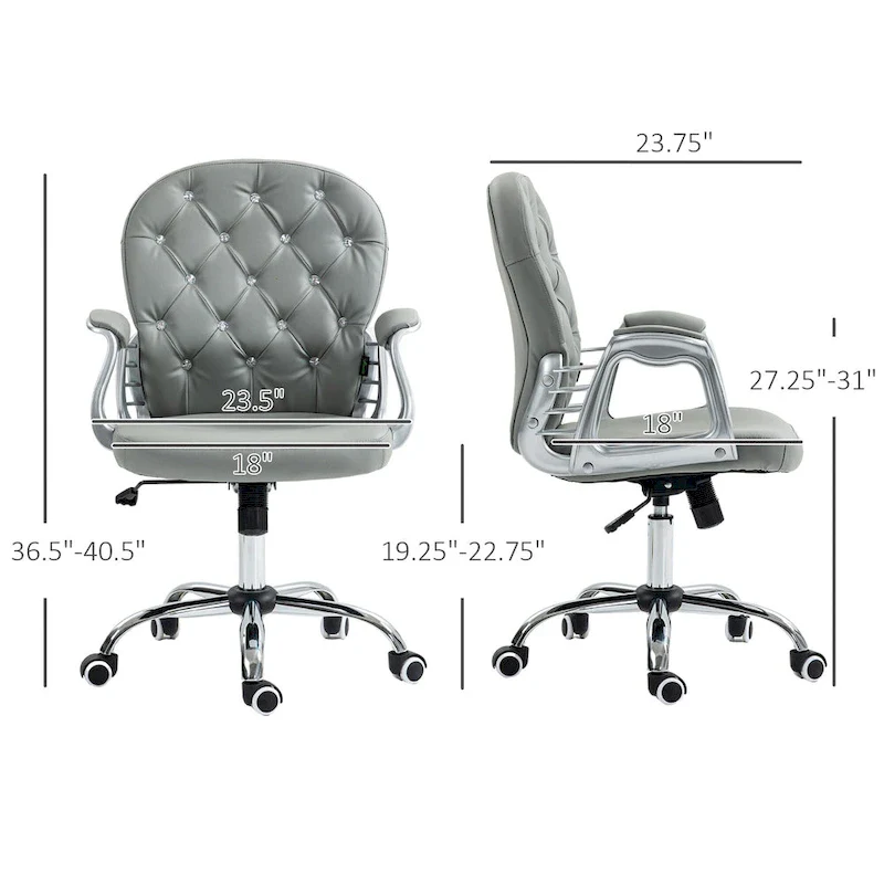 Faux Leather Office Chair with Tufted Backrest and Swivel Wheels