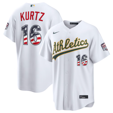 Athletics Nick Kurtz White USA 250 Fourth of July Home Stadium Jersey