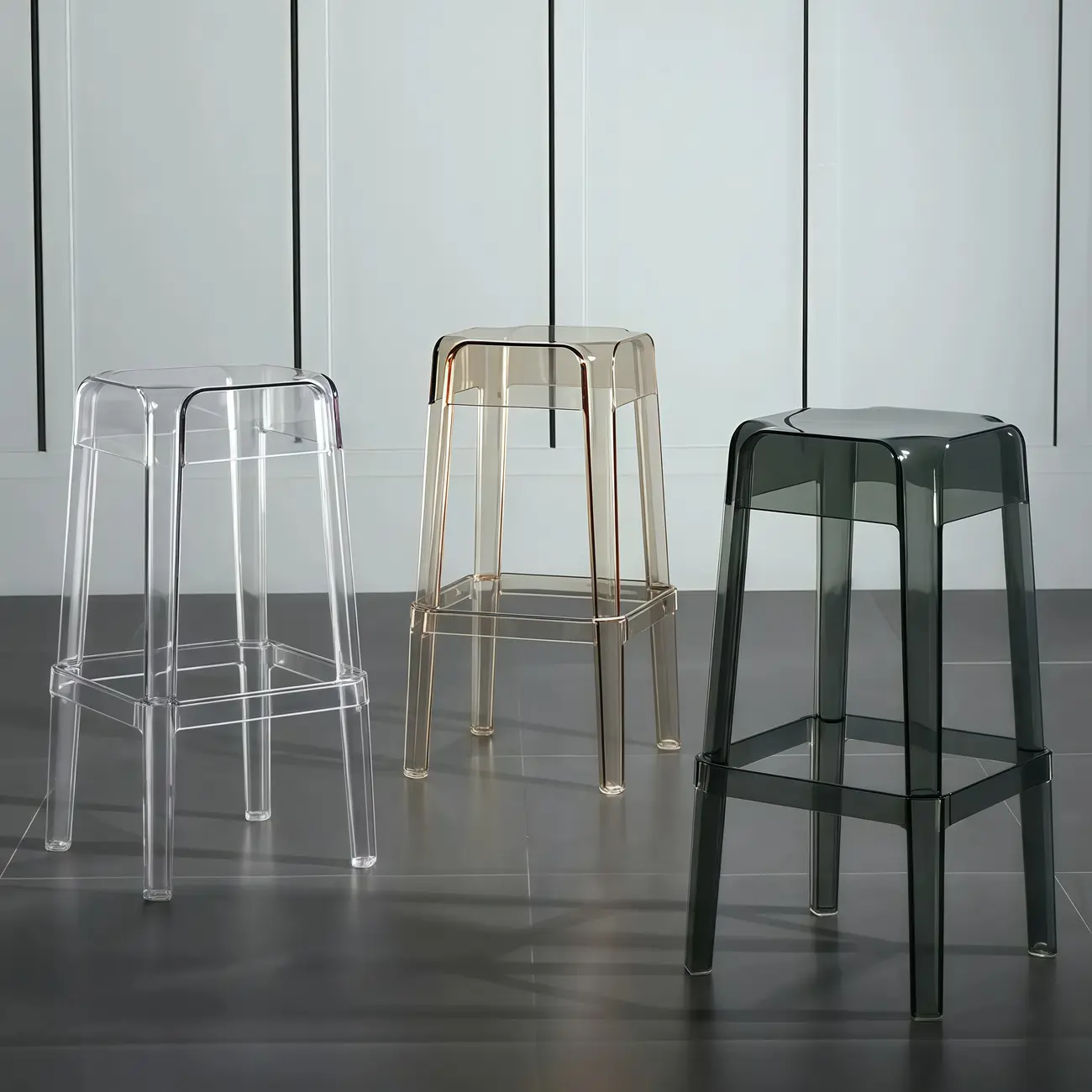 Modern Acrylic Four Legs Square Counter Bar Stool
