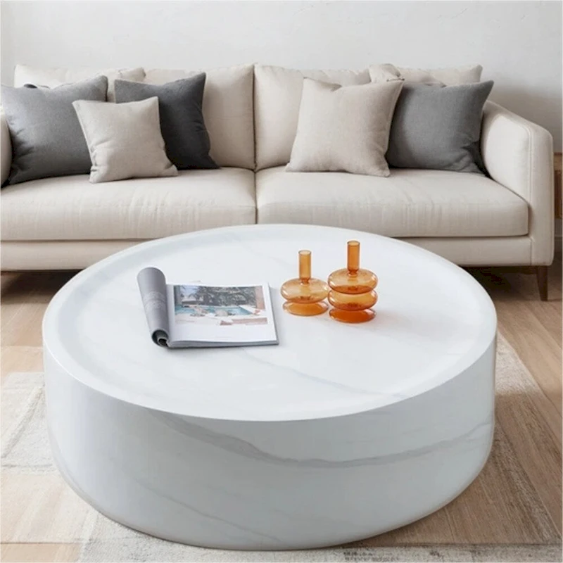 31.49  Sturdy Fiberglass Round Coffee Table with Large Storage