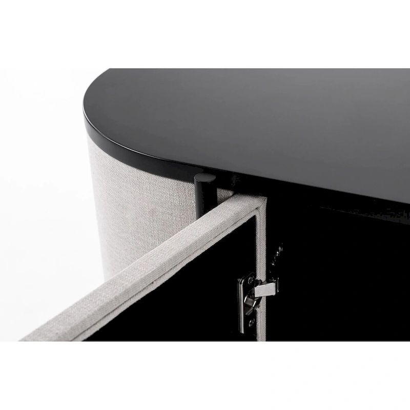 Modrest Hobart Modern Beige Fabric & Black Metal Buffet