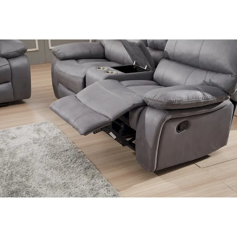 Betsy Furniture Microfiber Manual Rclining 2-seat Loveseat with Console 8007