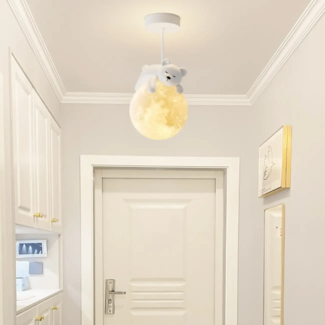 Cartoon Animal White Metal Acrylic Globe Pendant Light