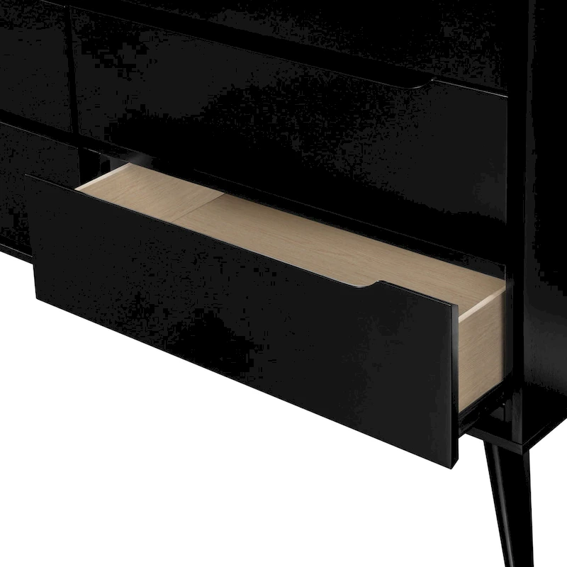 Fopp Mid-Century Modern Solid Wood 6-Drawer 2-Piece Dresser and Oval Mirror Set by Furniture of America