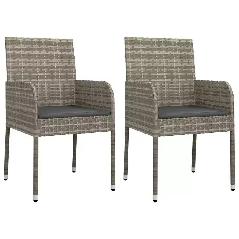 vidaXL Outdoor Garden Chair Set with Cushions - Gray/Black Options