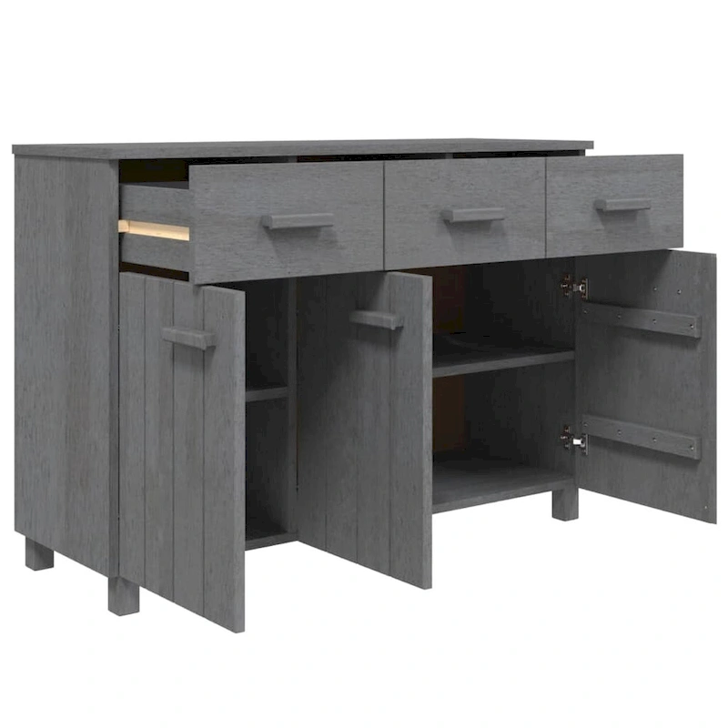 vidaXL Sideboard Bar Buffet Console Cabinet with Drawers HAMAR Solid Wood Pine - 44.5  x 15.7  x 31.5