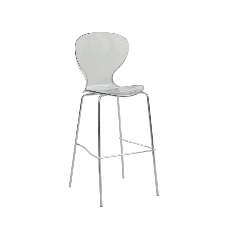 Acrylic Barstool with Steel Frame in Chrome Finish Oyster Series Set of 2