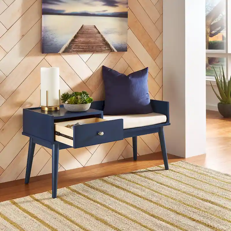 Single-Drawer Upholstered Entryway Bench