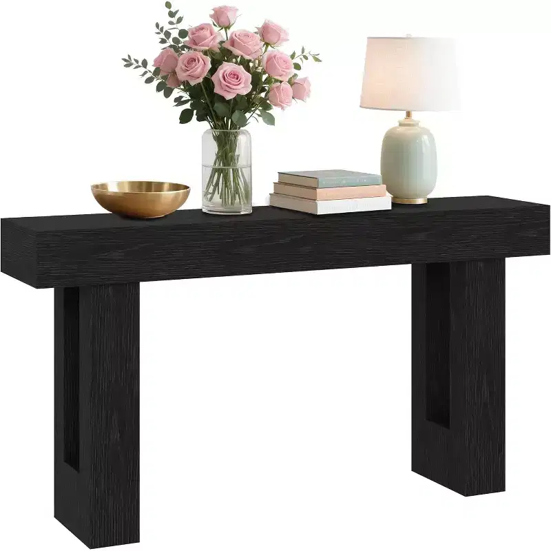 63 Long Console Table for Entryway, Wooden Rectangular Sofa Table Behind The Couch, Farmhouse Entryway Table for Entrance, Hallway, Living Room