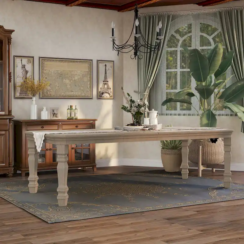 Furniture of America Tani White 100-inch Wood Expandable Dining Table