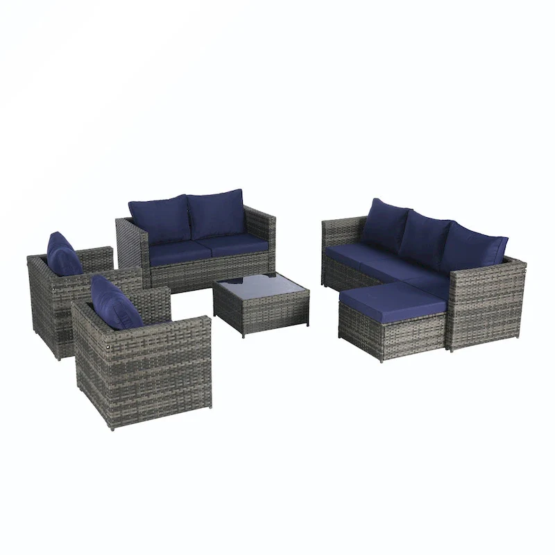 6PCS Rattan Convrtsation Set With Glass Table