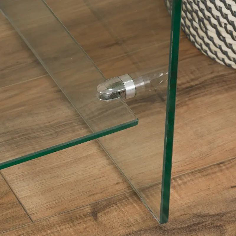 Glass Entertainment TV Console Stand with Shelf