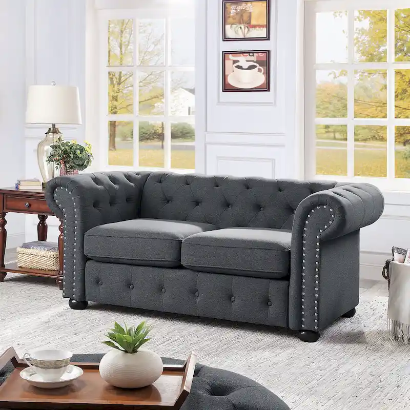 Tufted Chesterfield Loveseat Sofa