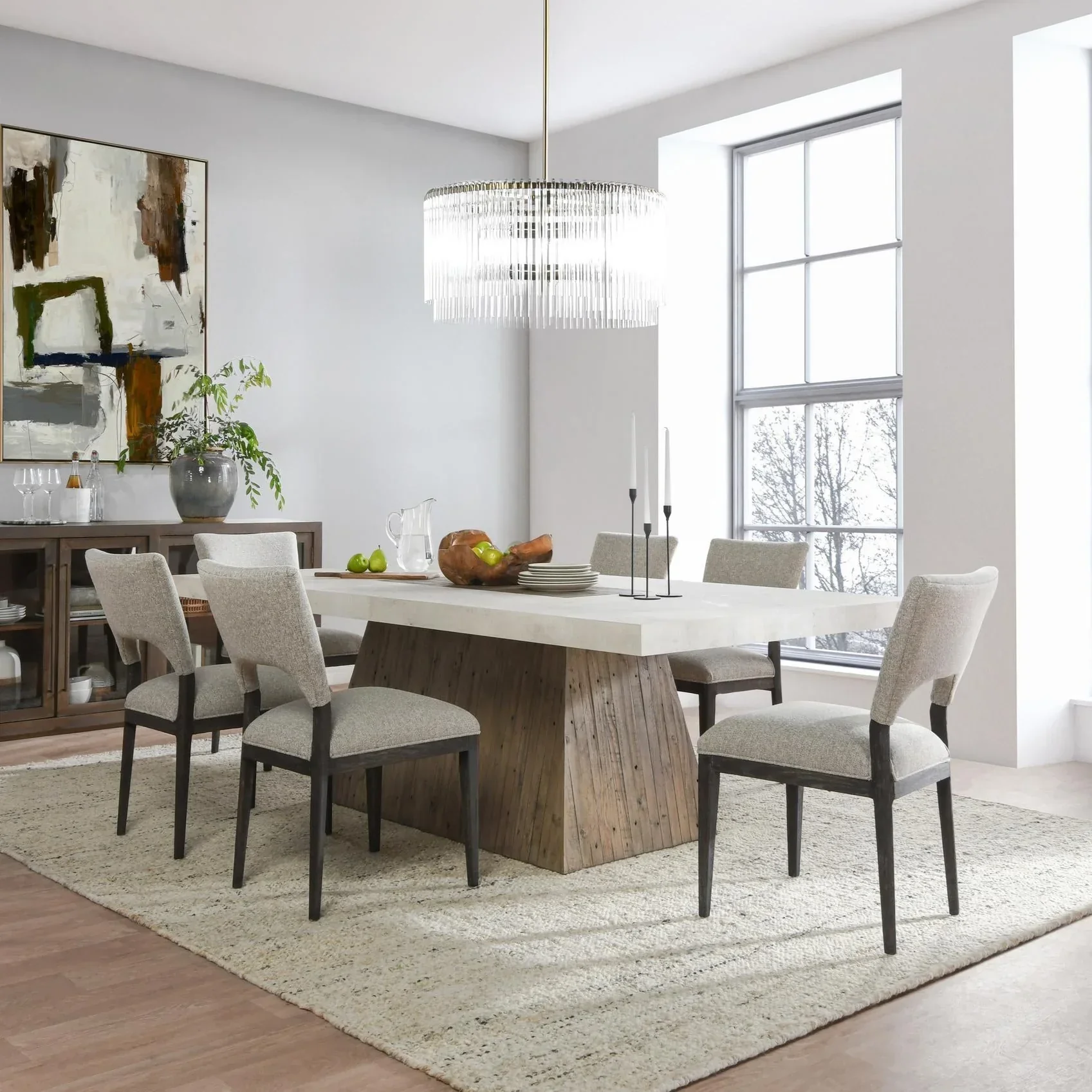 Grange Reclaimed Pine 94 Dining Table - Natural/Antique White