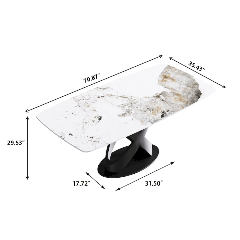 71 Modern Artificial Marble Dining Table with Carbon Steel Base