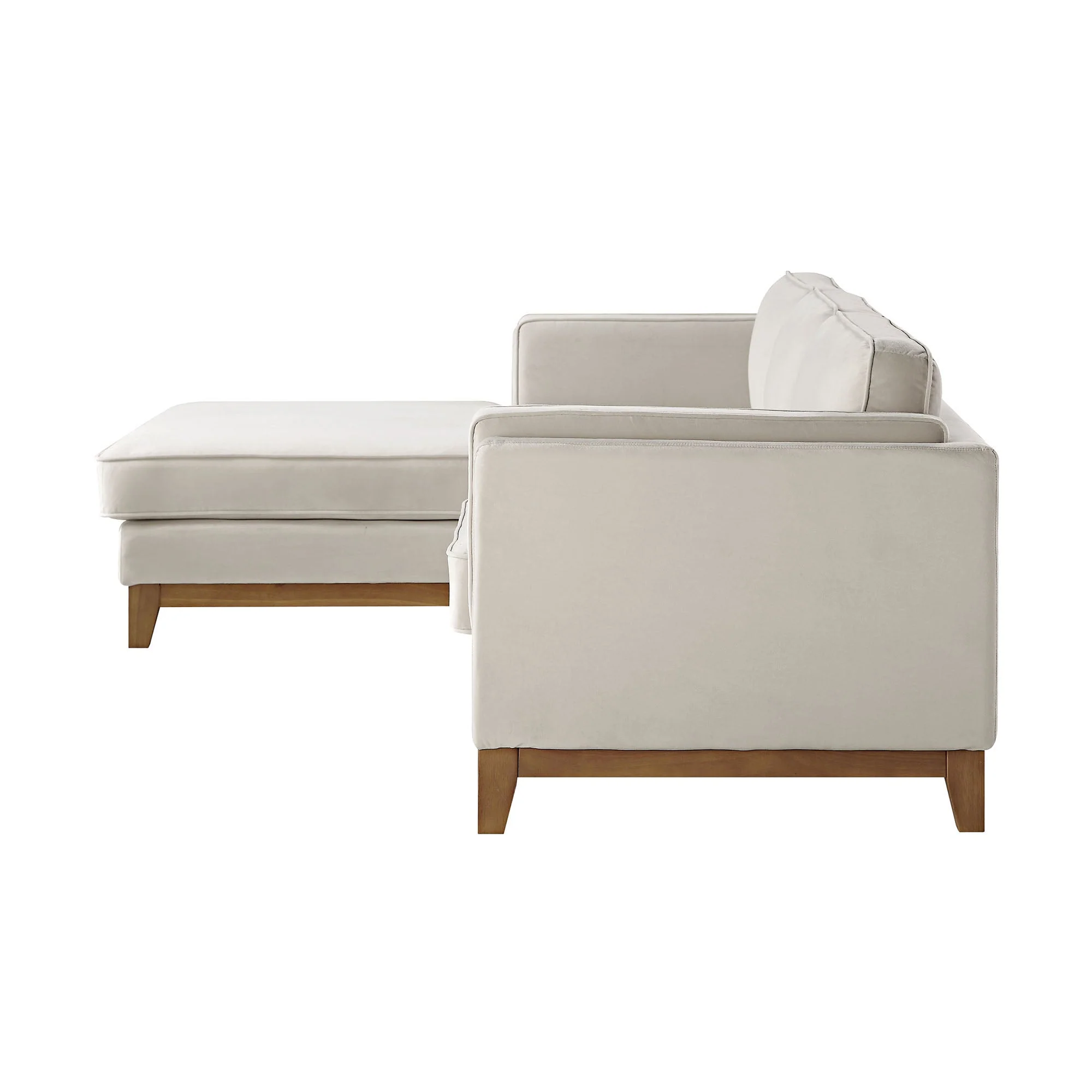 Champagne Velvet Sofa, Grande Chaise Sofa Left Hand Facing