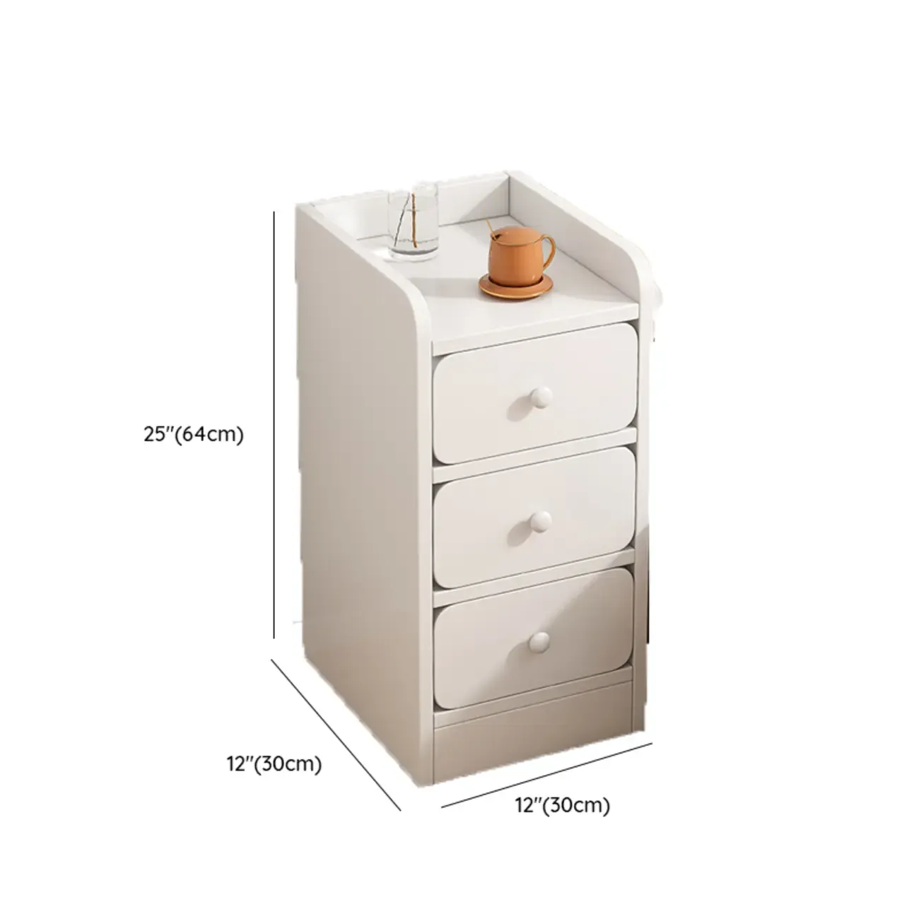 Simple White Natural Wood 2-Drawer Nightstand