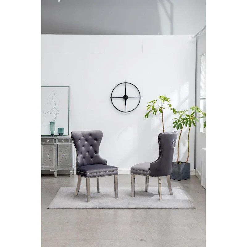 Roundhill Furniture Montura Tufted Velvet Chair (Set of 2)