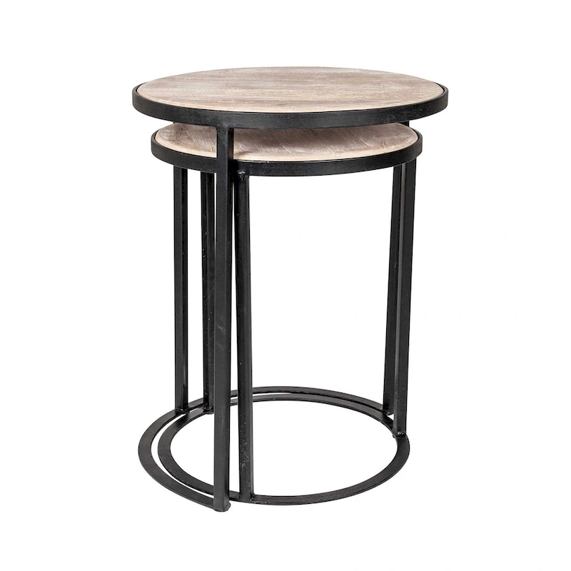 Natural Wood And Iron Nesting Accent Tables (Set of 2) by East at Main