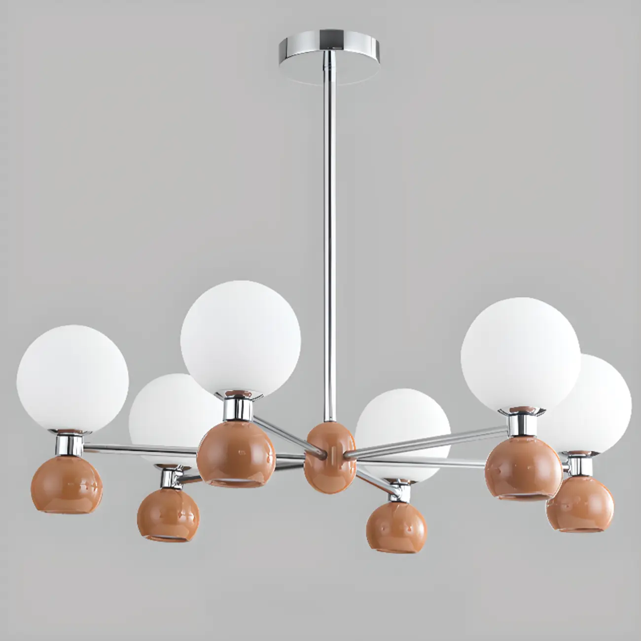 Modern Style White Globe Chandelier with Metal Frame