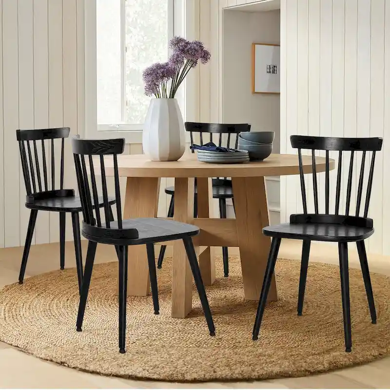 Black Windsor Spindle-Back Dining Chair, Set of 2/4