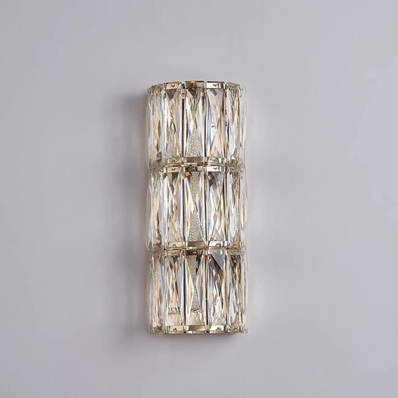 Direct-wired Steel Wall Sconce with Crystal Shade