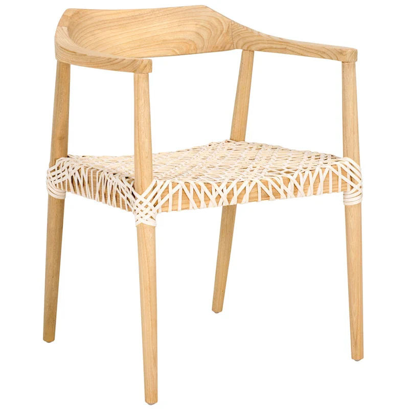 Munro Wanda Woven Leather & Solid Wood Accent Chair (Fully Assembled) - 22  W x 20.5  L x 28.5  H - 22Wx21Dx29H