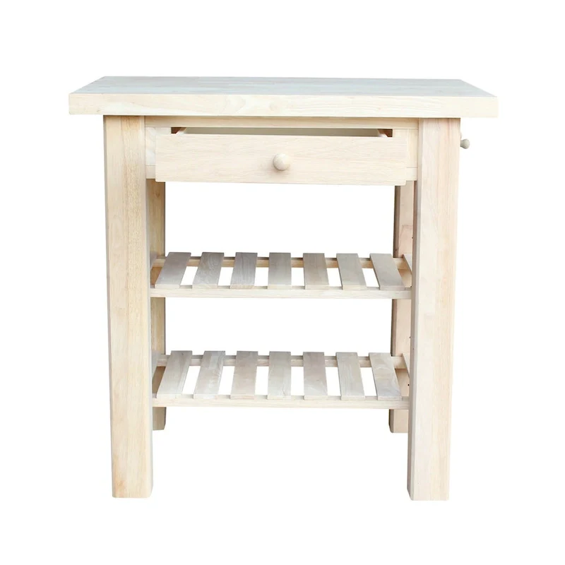 Heavenly Winds Unfinished Solid Parawood Kitchen Island