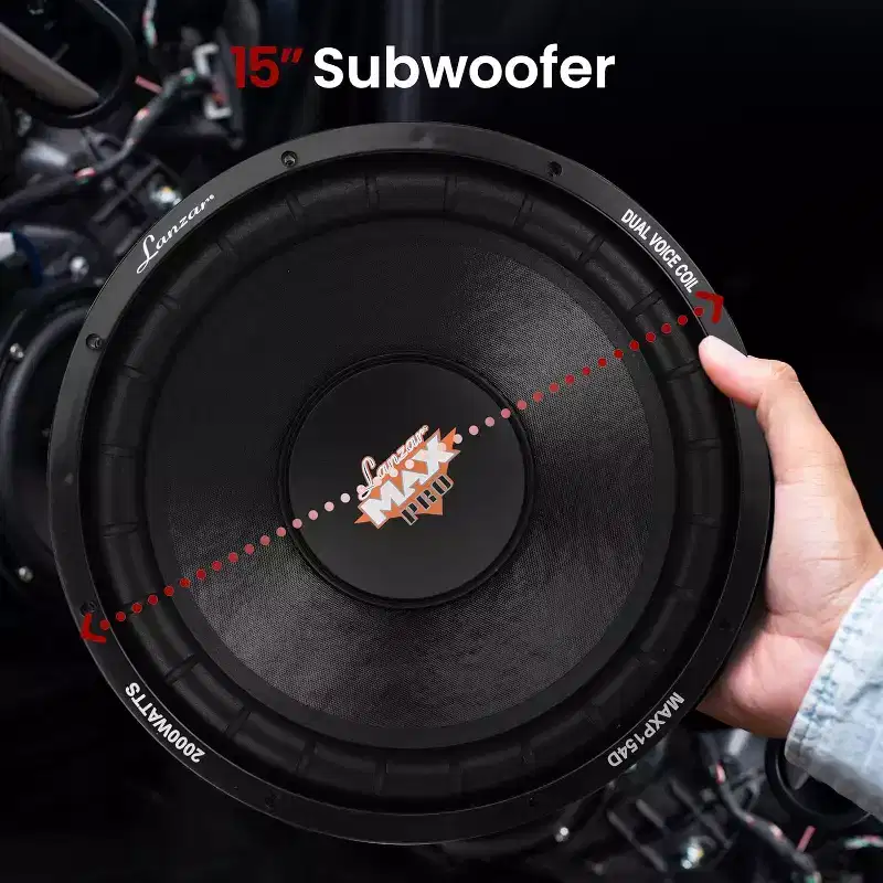 Lanzar MAXP154D 15'' Car Subwoofer Speaker - Black Non-Pressed Paper Cone