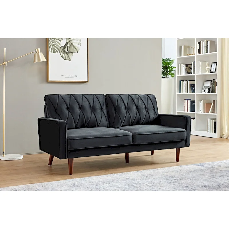 Feemster 69.3 Wide Velvet Tufted Cushion Back Sofa