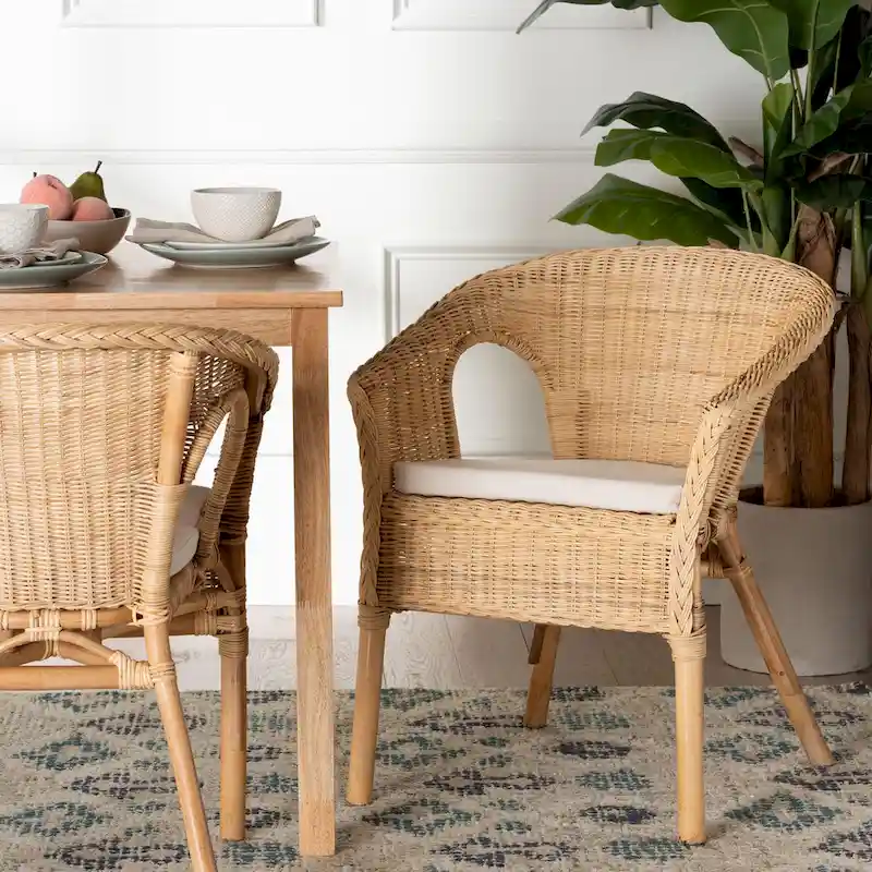 Abbey Modern Bohemian Natural Rattan Dining Chair