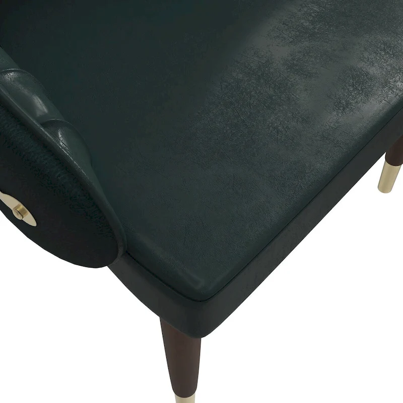 Leather Dining Chair with a Ripple Back and Gold Accents Design Elara Collection