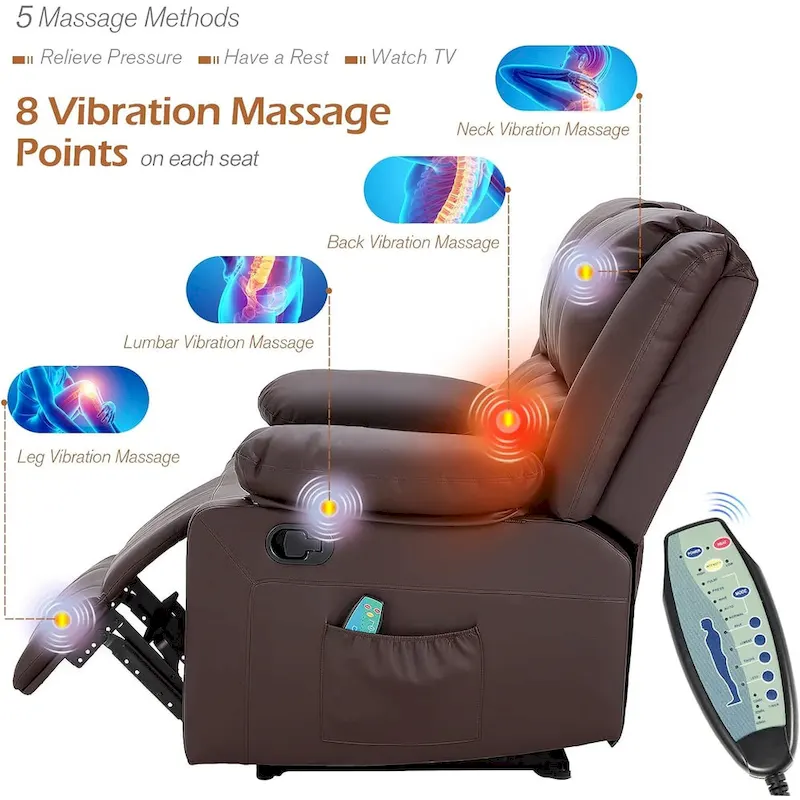 AECOJOY 2-Seater Recliner Loveseat with Heat and Massage Function