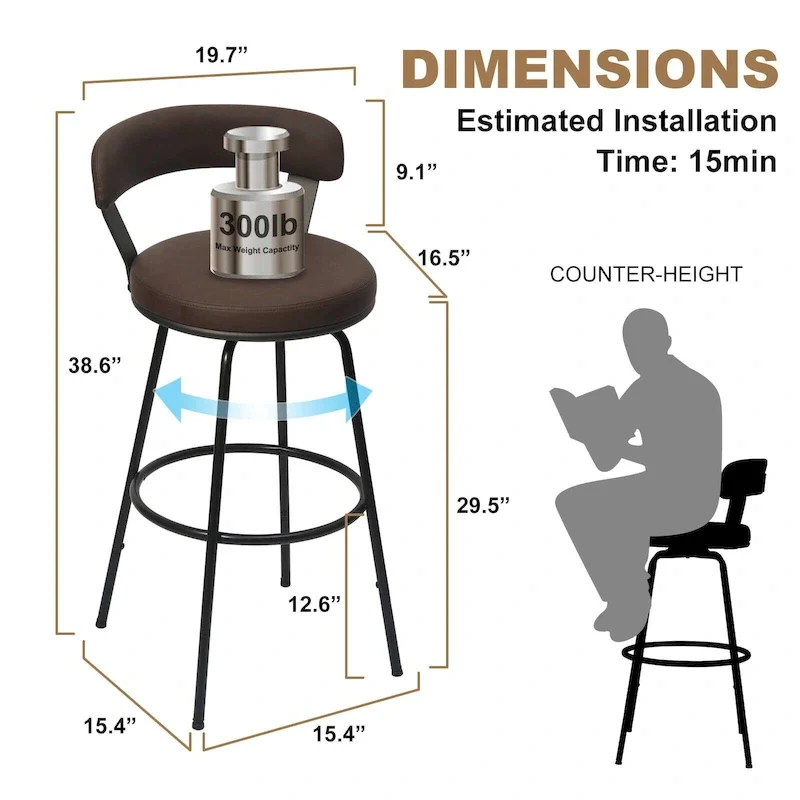 Metal Counter Height Industrial Swivel Bar Stools